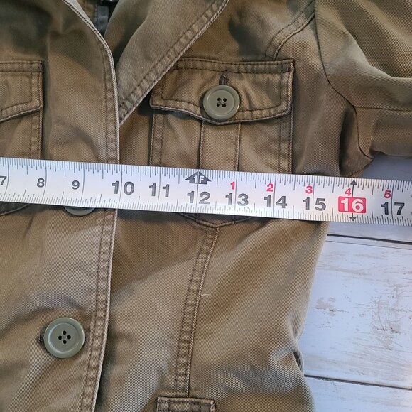 SO Button Down Fitted Jacket Long Sleeve Brown Embroidered Retro Womens Small - Picture 5 of 8